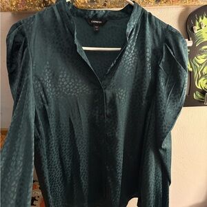Express Dark Teal Patterned Blouse